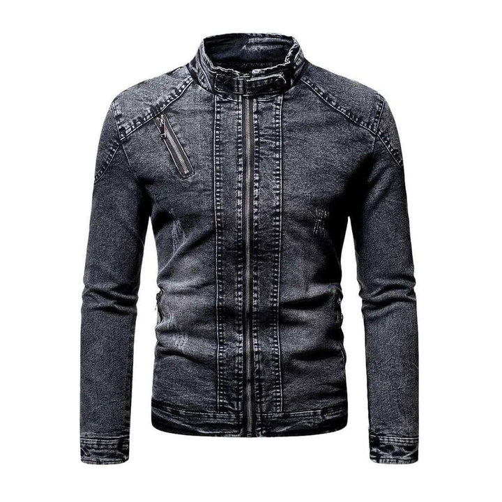 Winter men's moto denim jacket