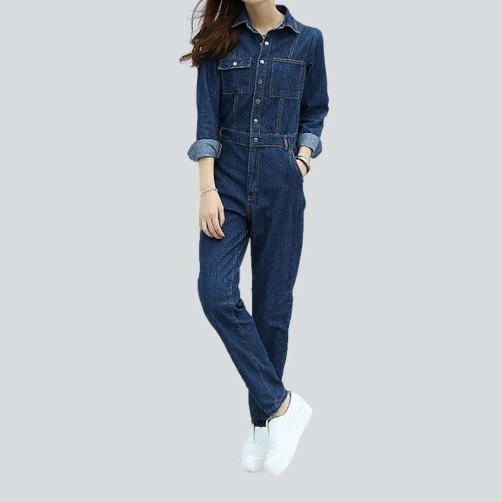 Women’s dark wash jean jumpsuit | Jeans4you.shop