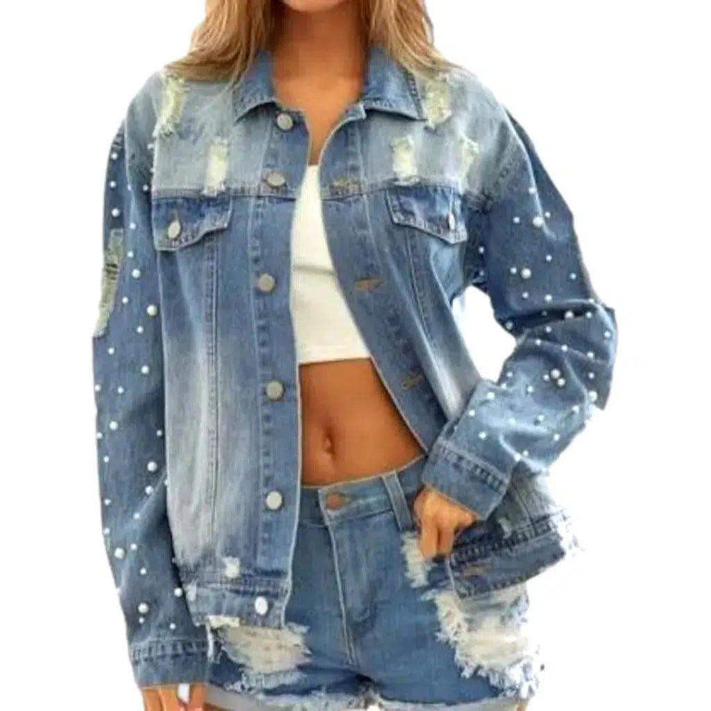 Y2k oversized jeans jacket for ladies