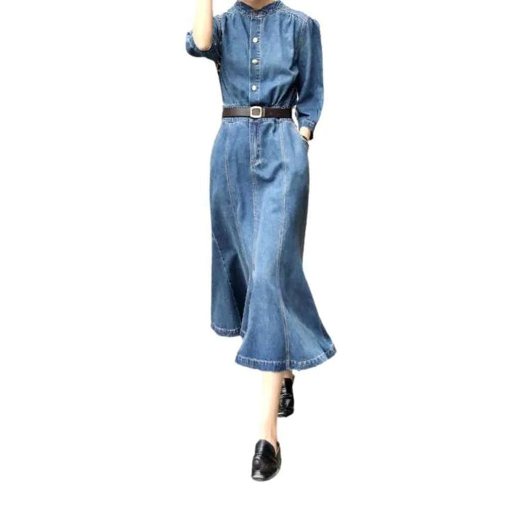 Y2k Retro Mermaid Jean Dress - Blue