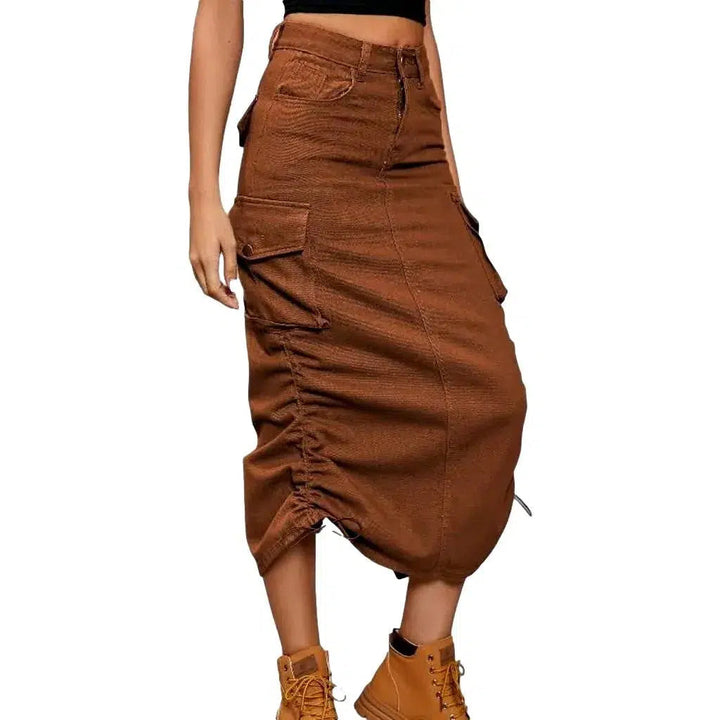 Zipper-button women's denim skirt